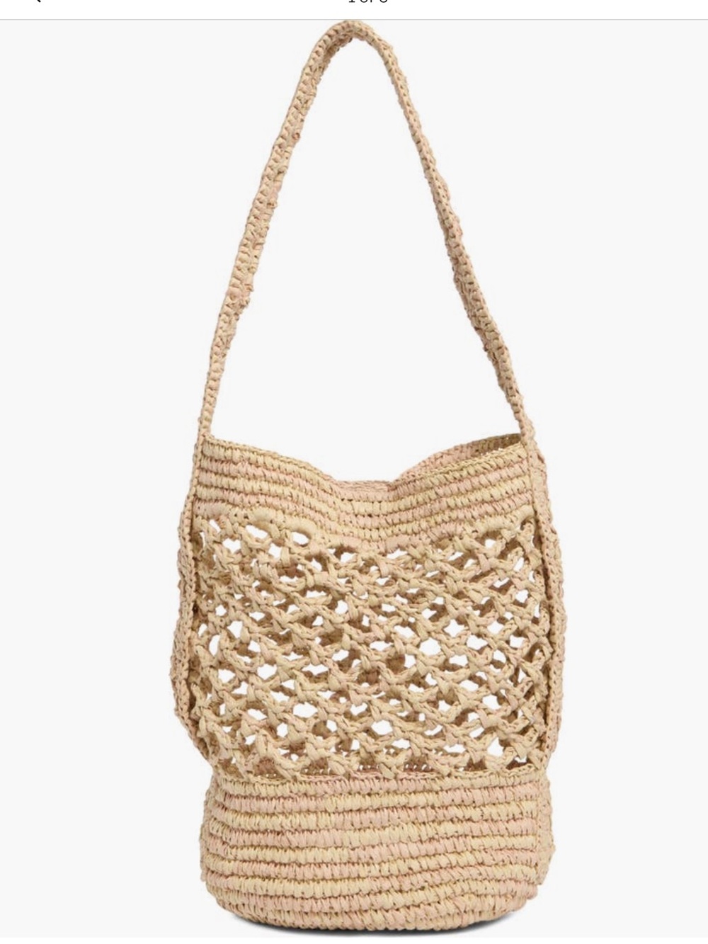 NWT Sam Edelman Remi Raffia Crochet Bucket Bag Natural Open Weave Woven Handbag